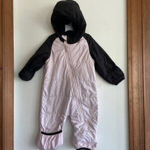 THE NORTH FACE Baby Zip Front Hooded Nuptse Snowsuit Pink Black 3-6 Mos